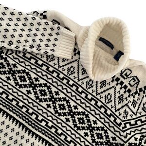 VTG Karen‎ Scott ultra preppy old money sweater size M Aztec Western Turtleneck